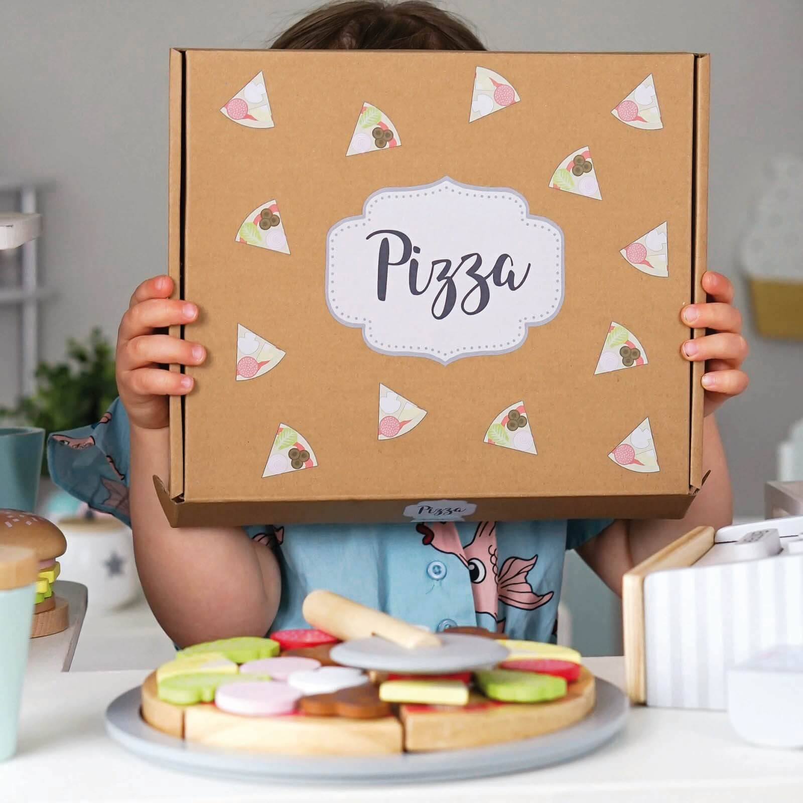 Wooden Pizza and Toppings