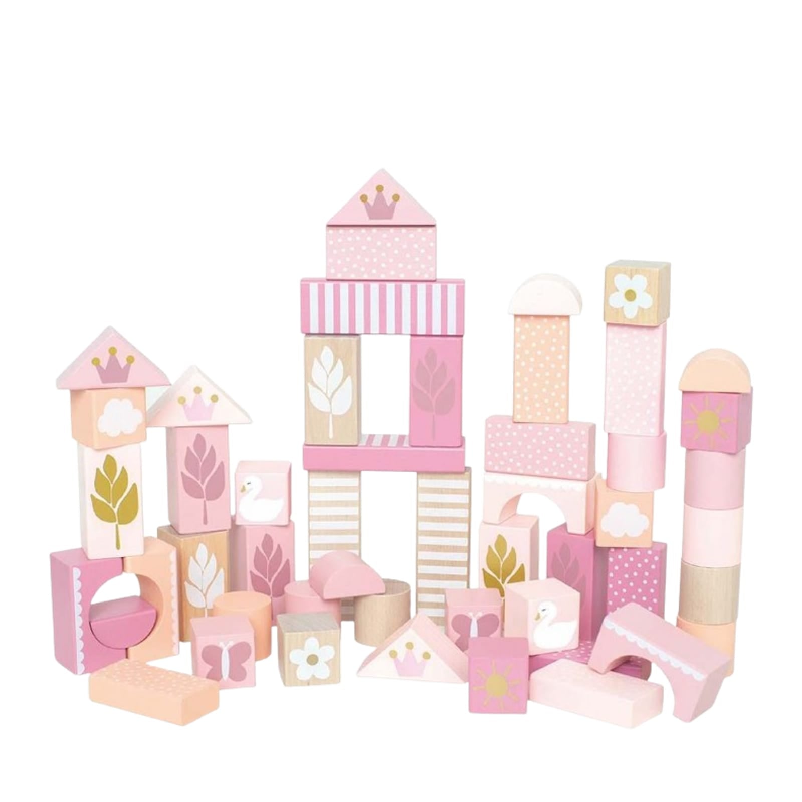 47 Wooden Building Blocks - Pink