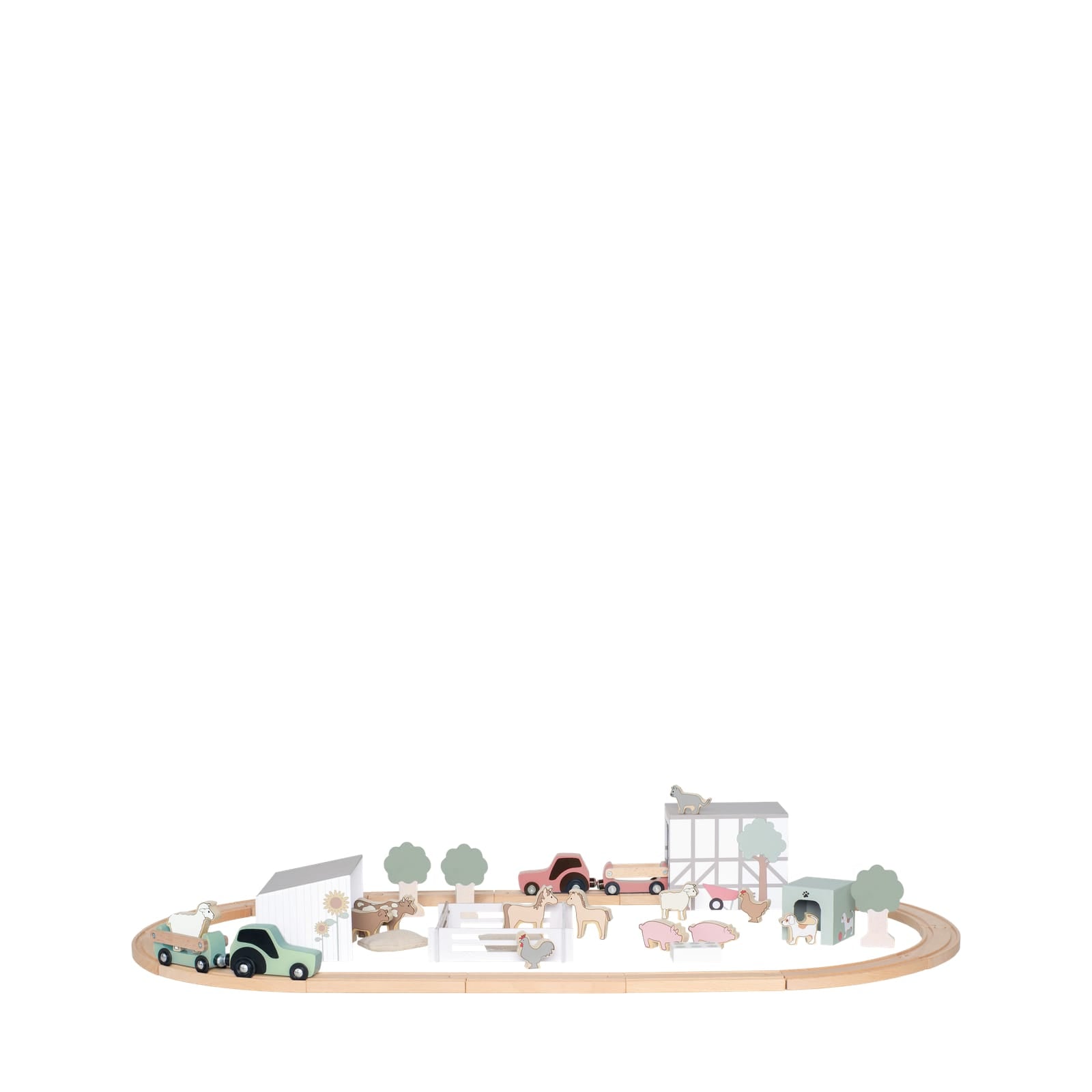 Wooden Train Set Farm with Animals