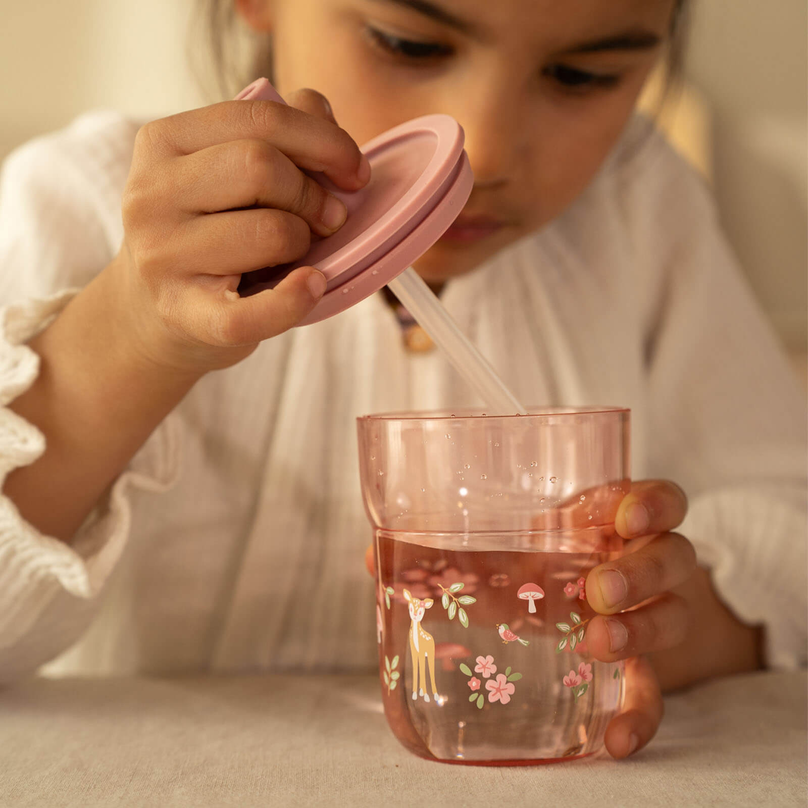 Children's Glass 250 ml with Straw - Fairy Garden