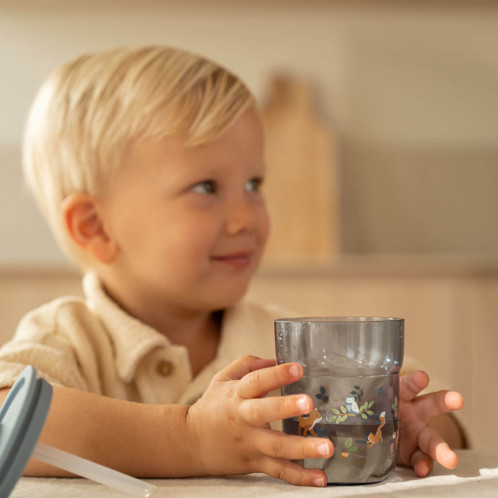 Children's Glass 250 ml with Straw - Forest Friends