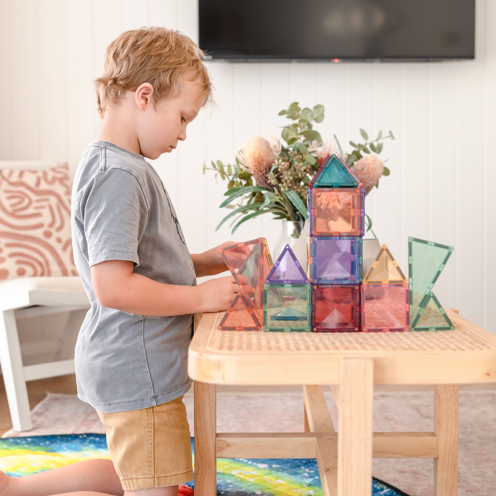 Magnetic Tiles Pastel Starter Pack - 64 Pieces