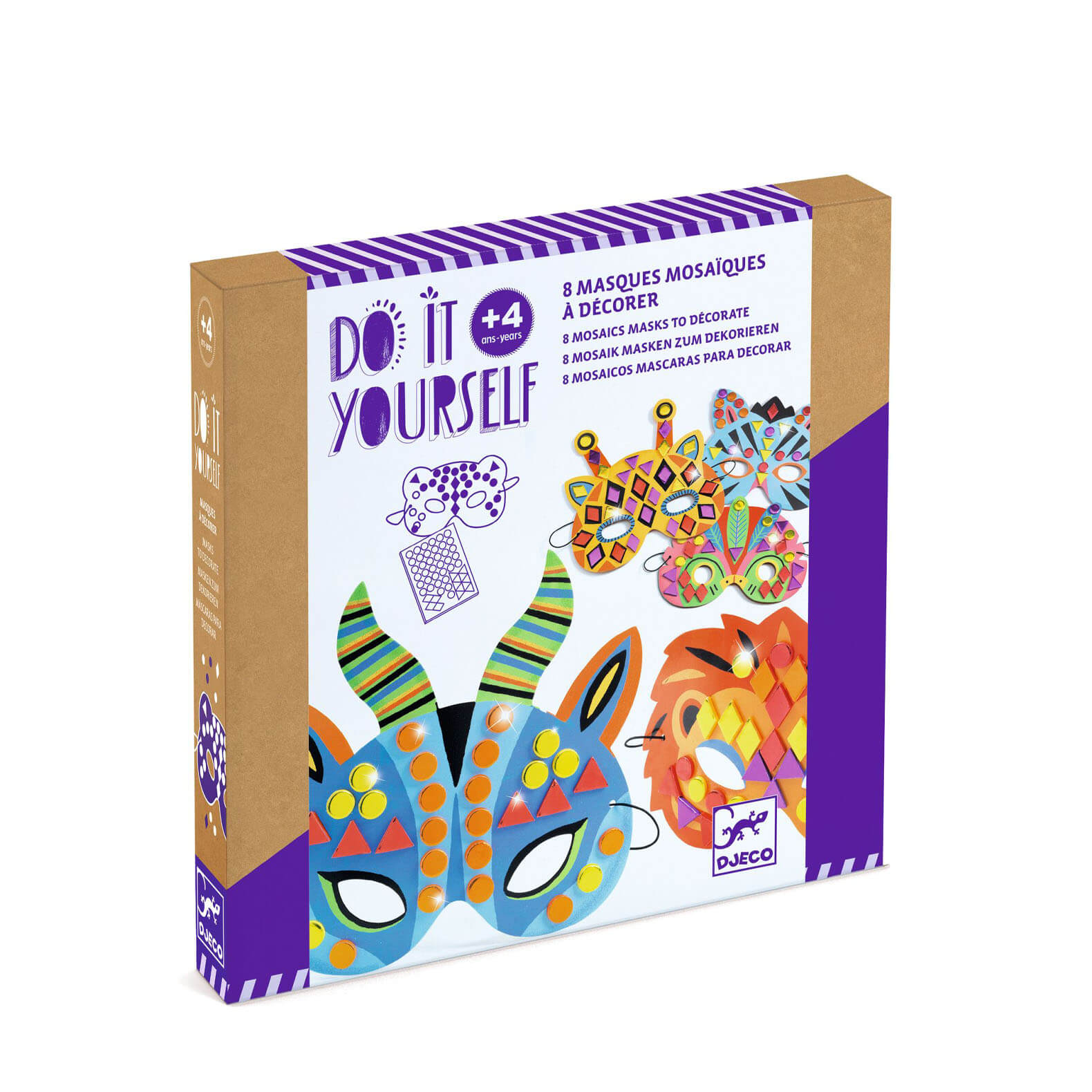 Do It Yourself Mosaics Craft Set - 8 Jungle Animal Masks