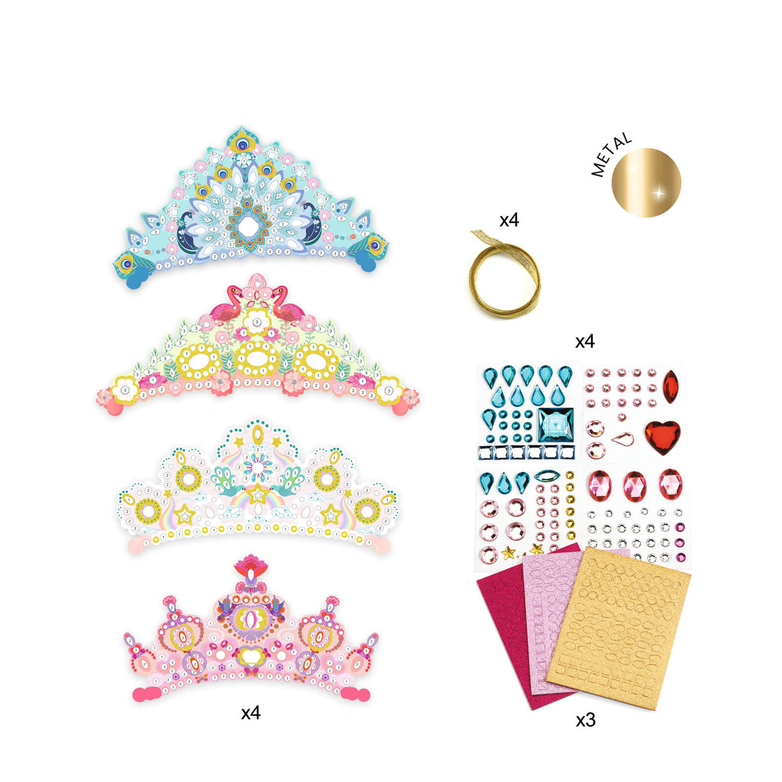 Do It Yourself Mosaics Craft Set - 4 Princess Tiaras