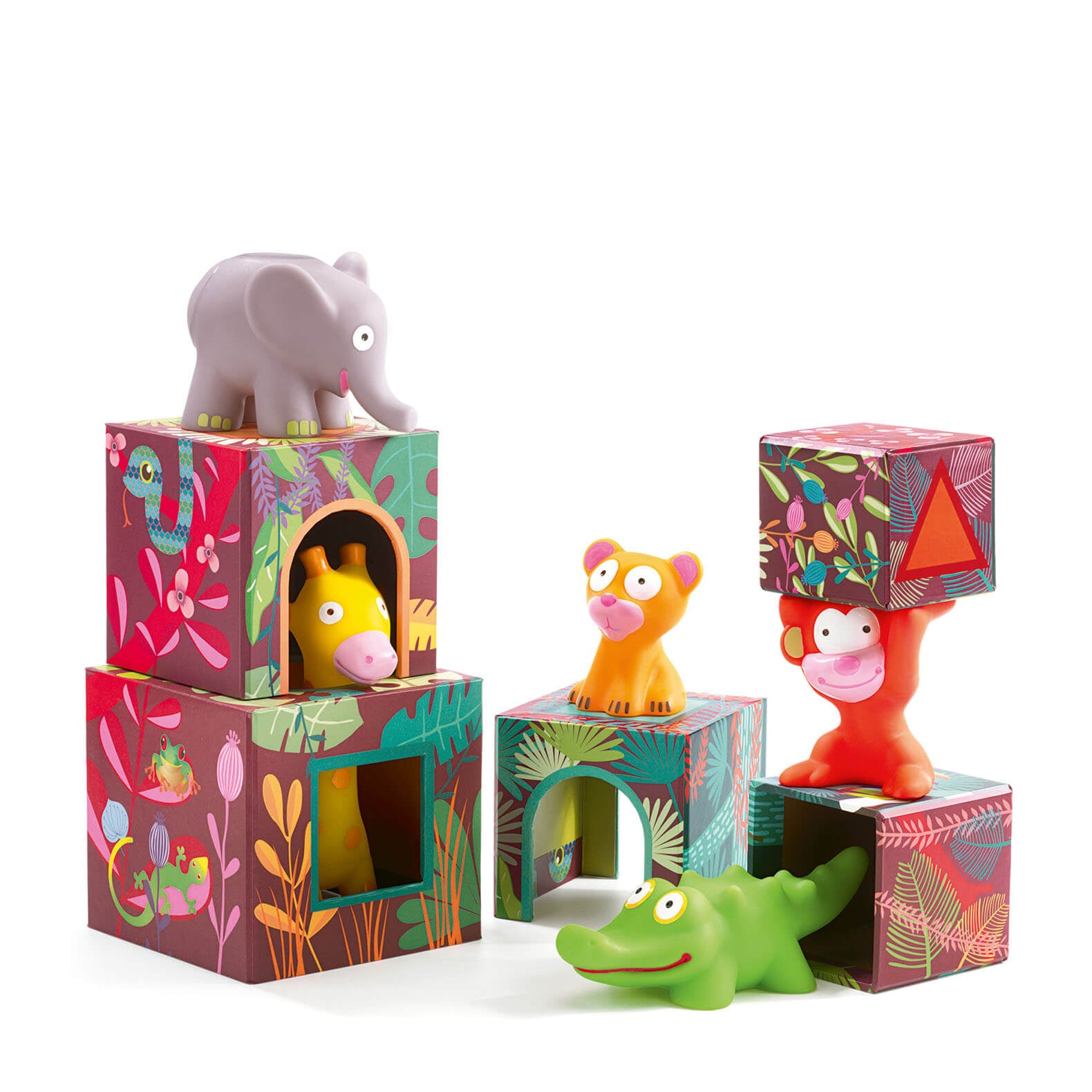 Djeco Stacking Block Houses Topani Jungle Small Kins