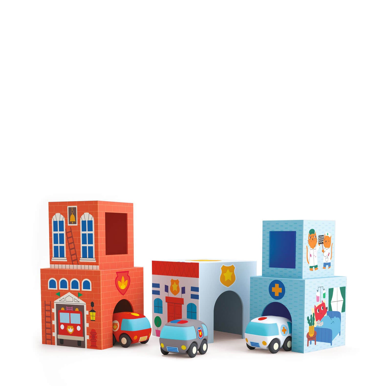 Service Cars Stacking Blocks House