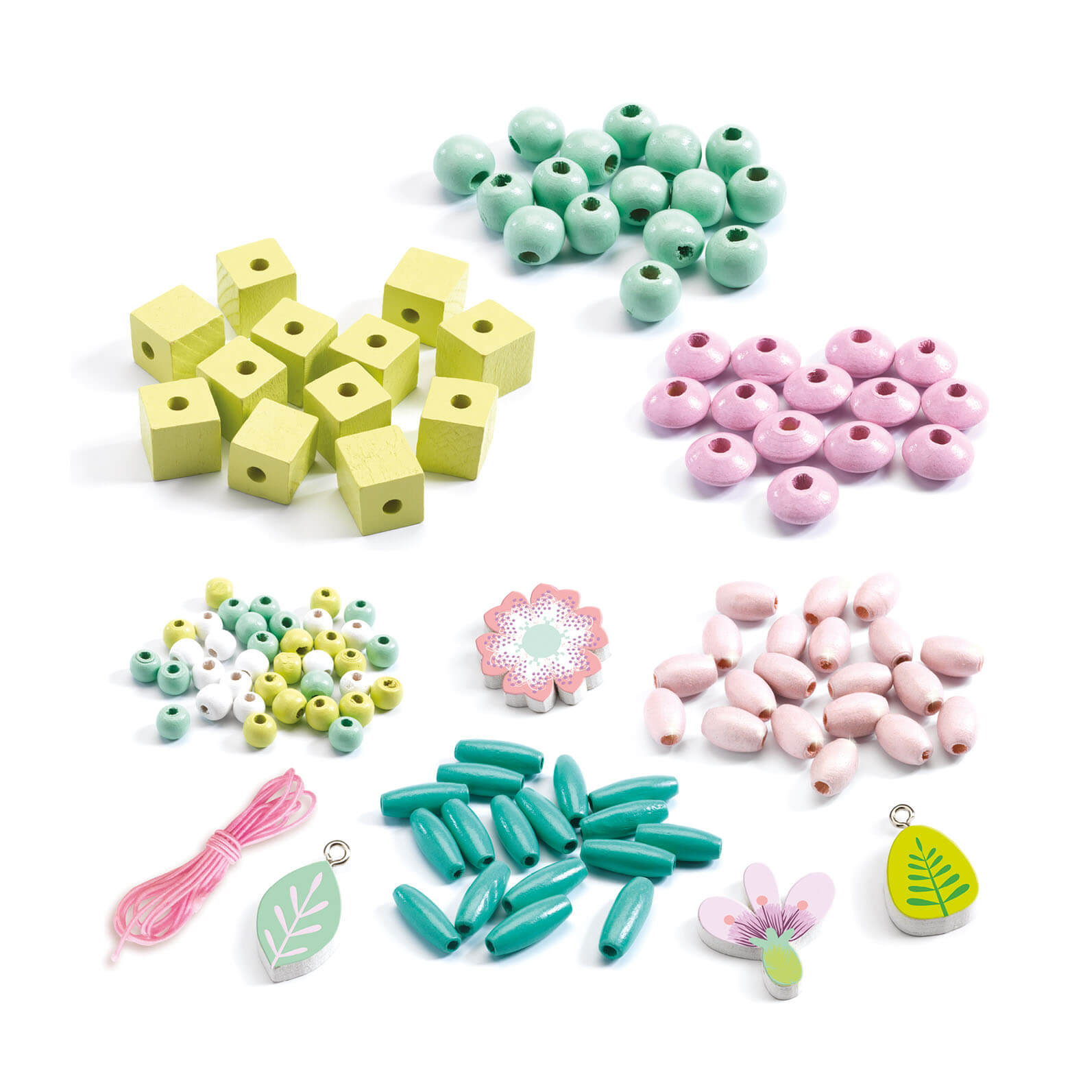 Wooden Beads - Leaves and Flowers