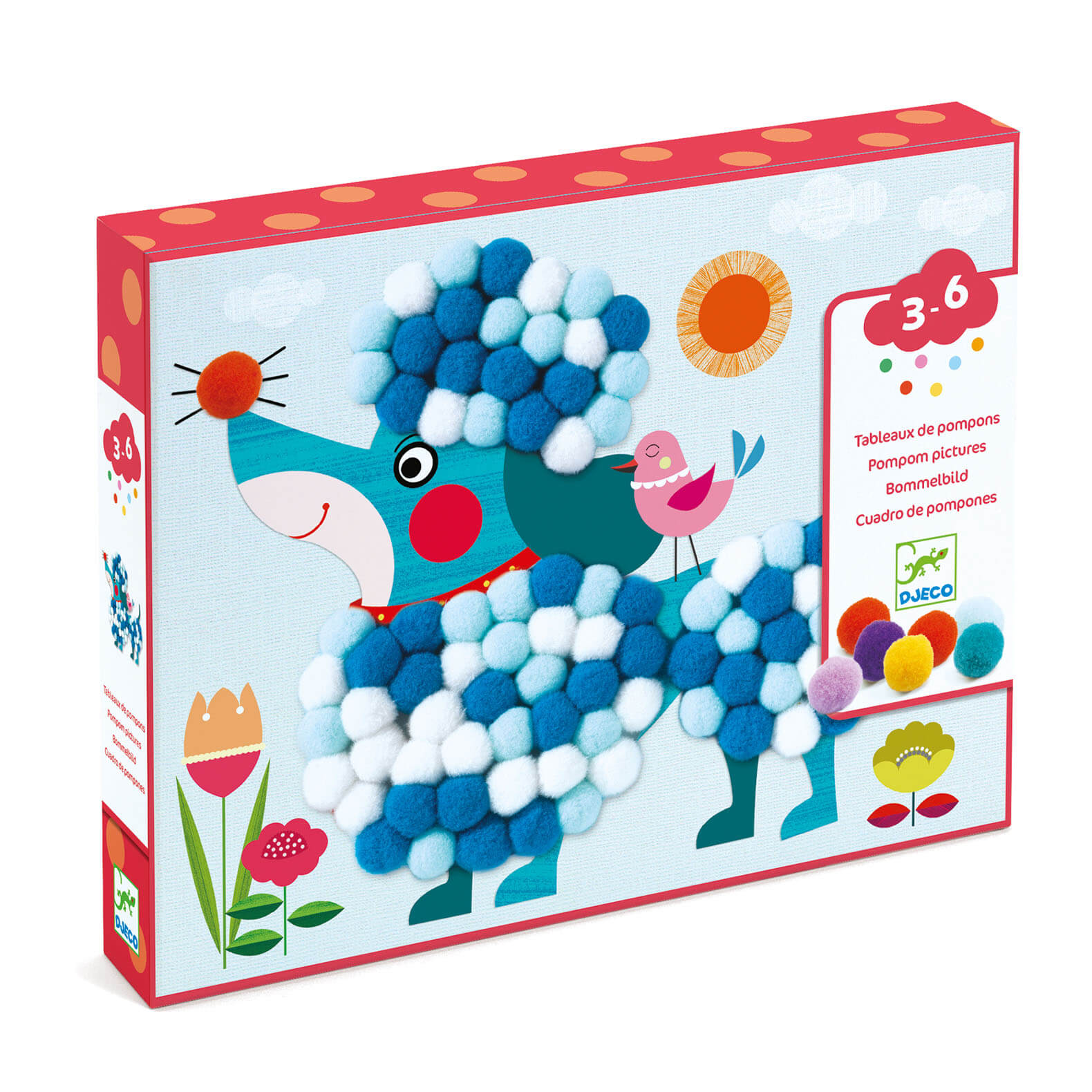 Djeco Pompoms Collage Craft Set Dogs To Stroke