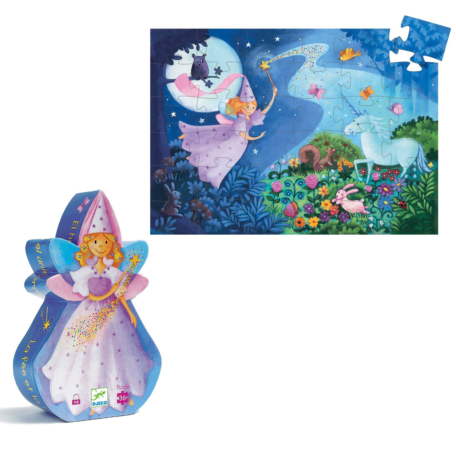 Silhouette 36 Piece Puzzle - The Fairy and The Unicorn