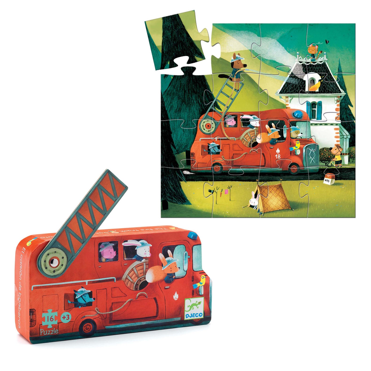 Silhouette 16 Piece Puzzle - The Fire Truck