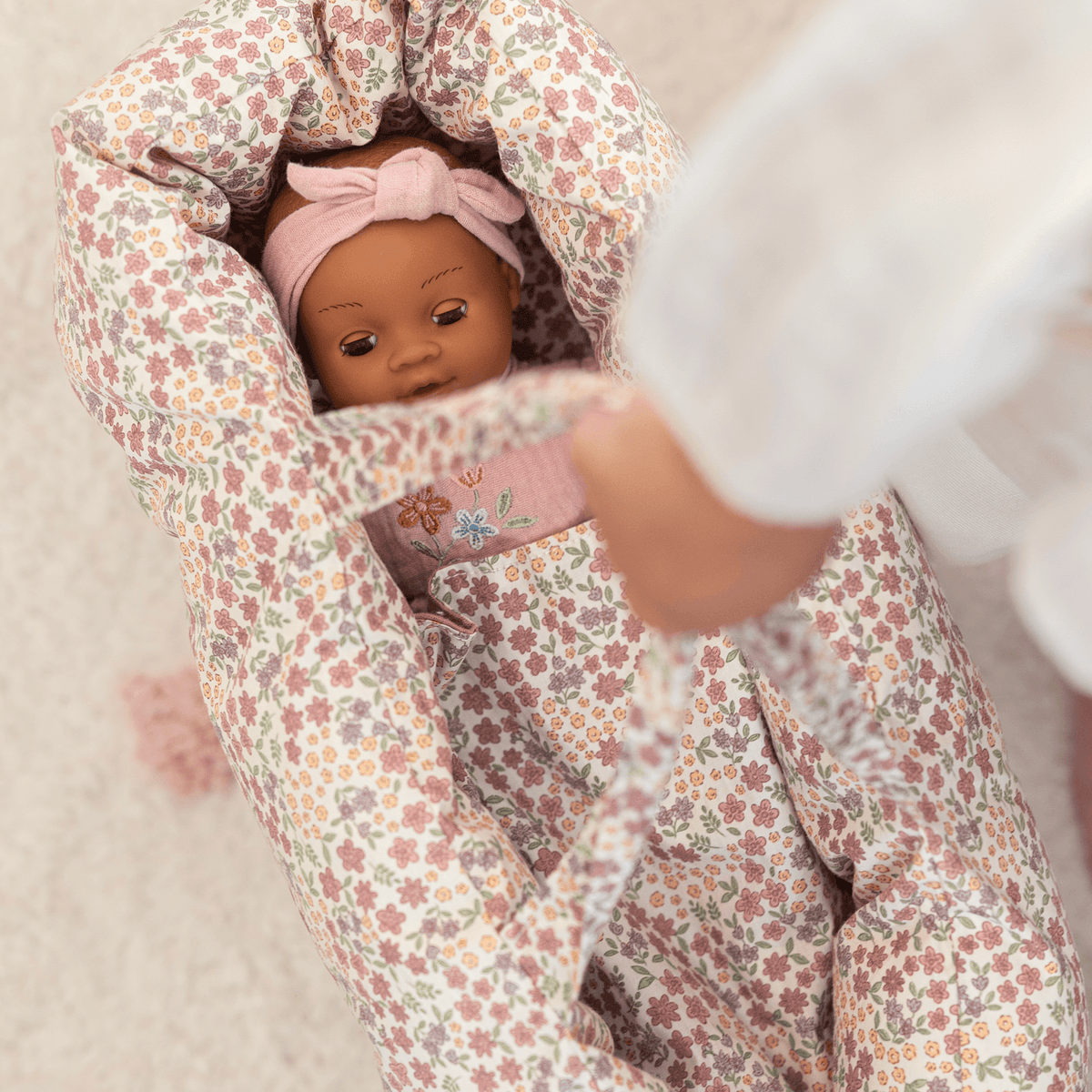 Doll Carry Cot - Pink Flowers