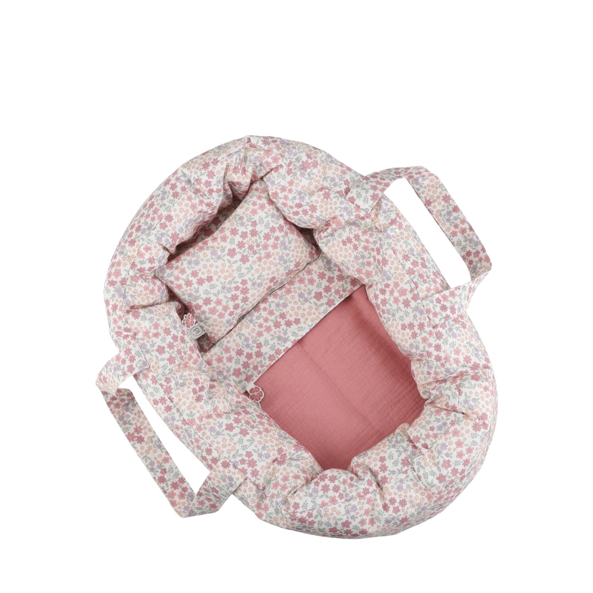 Doll Carry Cot - Pink Flowers