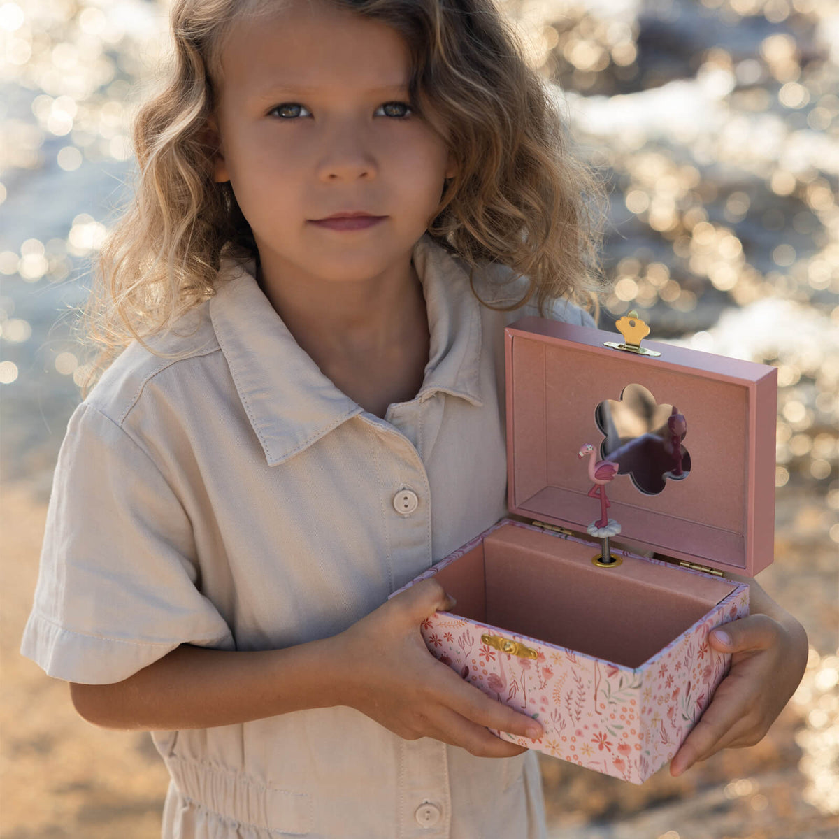 Musical Jewellery Box Flamingo - Safari Friends