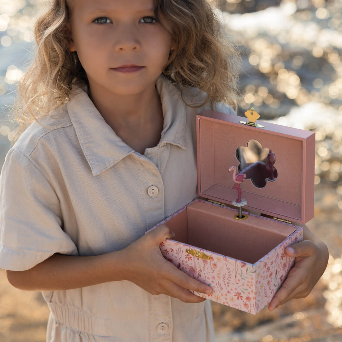 Musical Jewellery Box Flamingo - Safari Friends