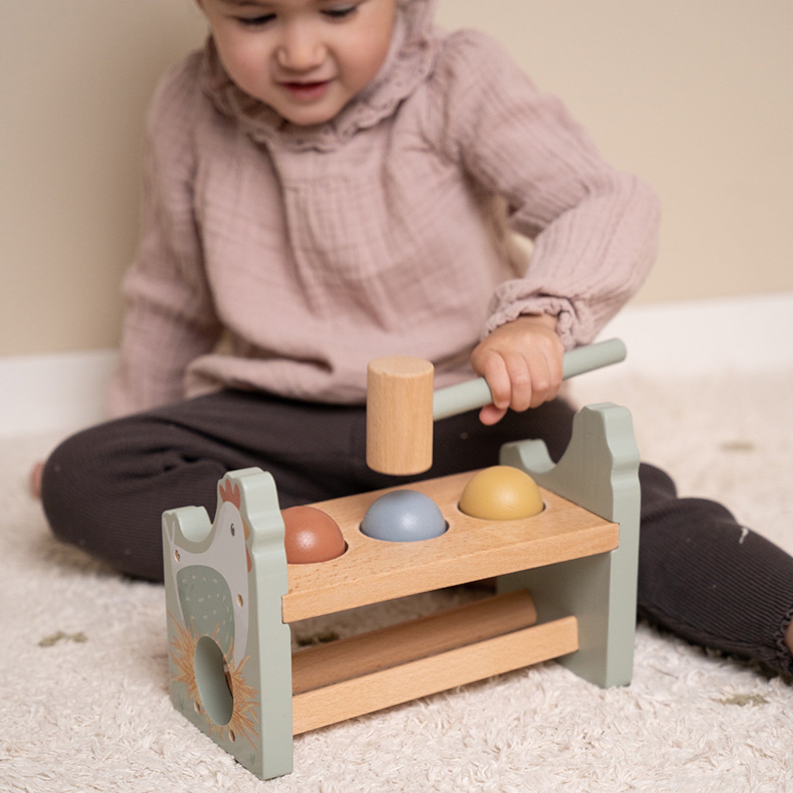 Pounding Bench with Rolling Balls - Little Farm