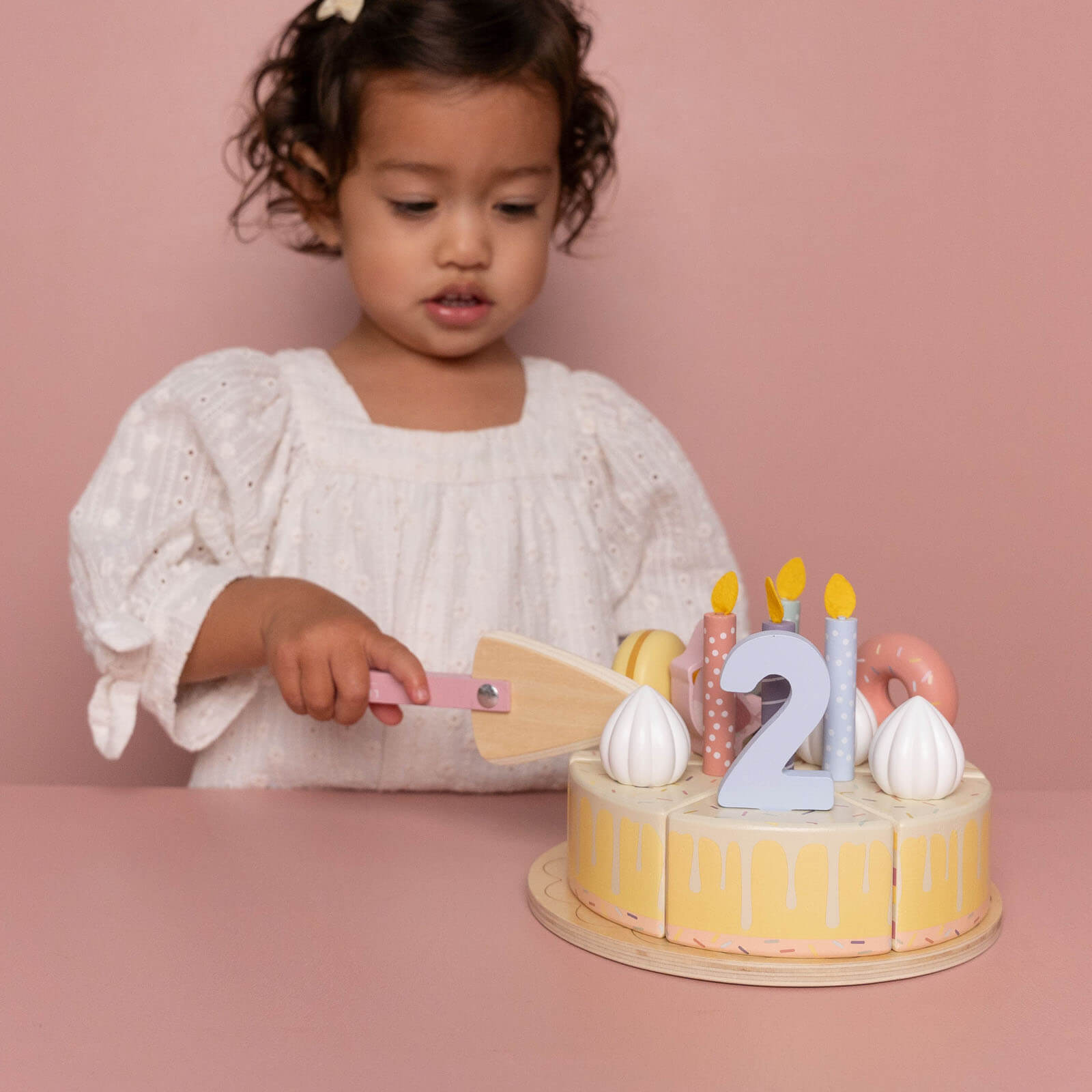 Wooden Birthday Cake - Pink