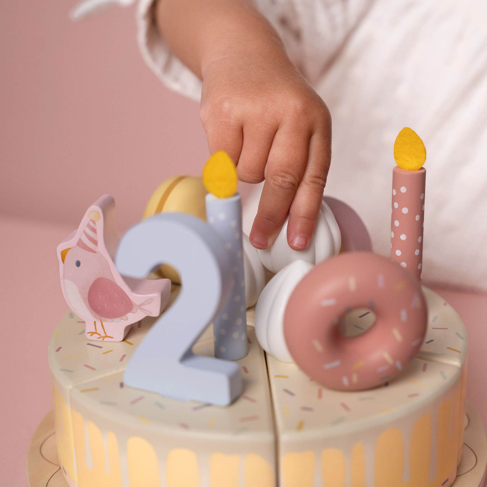 Wooden Birthday Cake - Pink