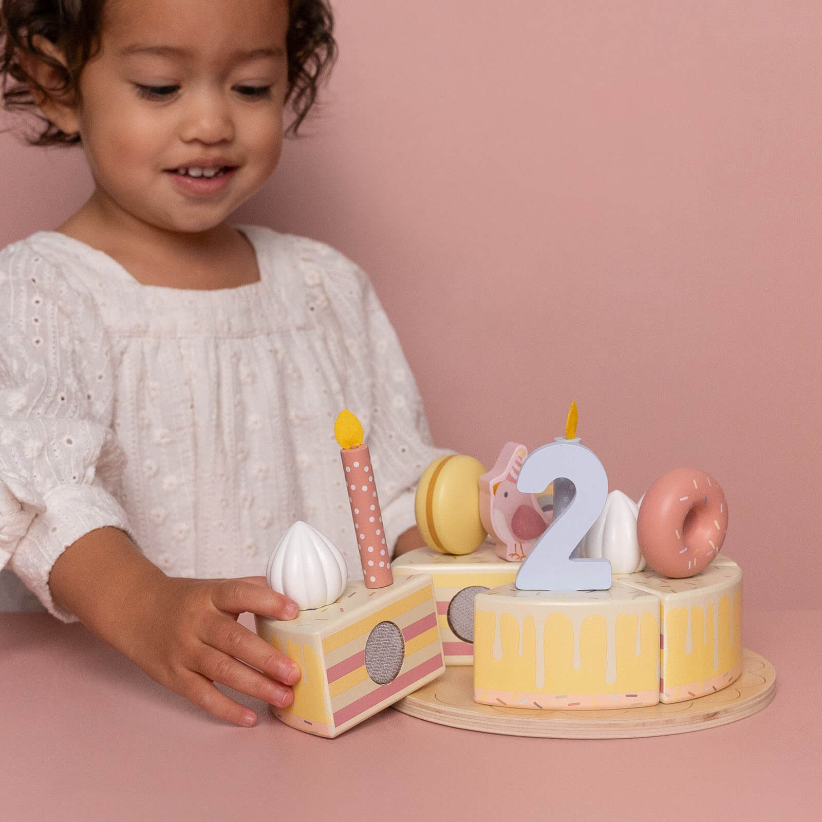 Wooden Birthday Cake - Pink