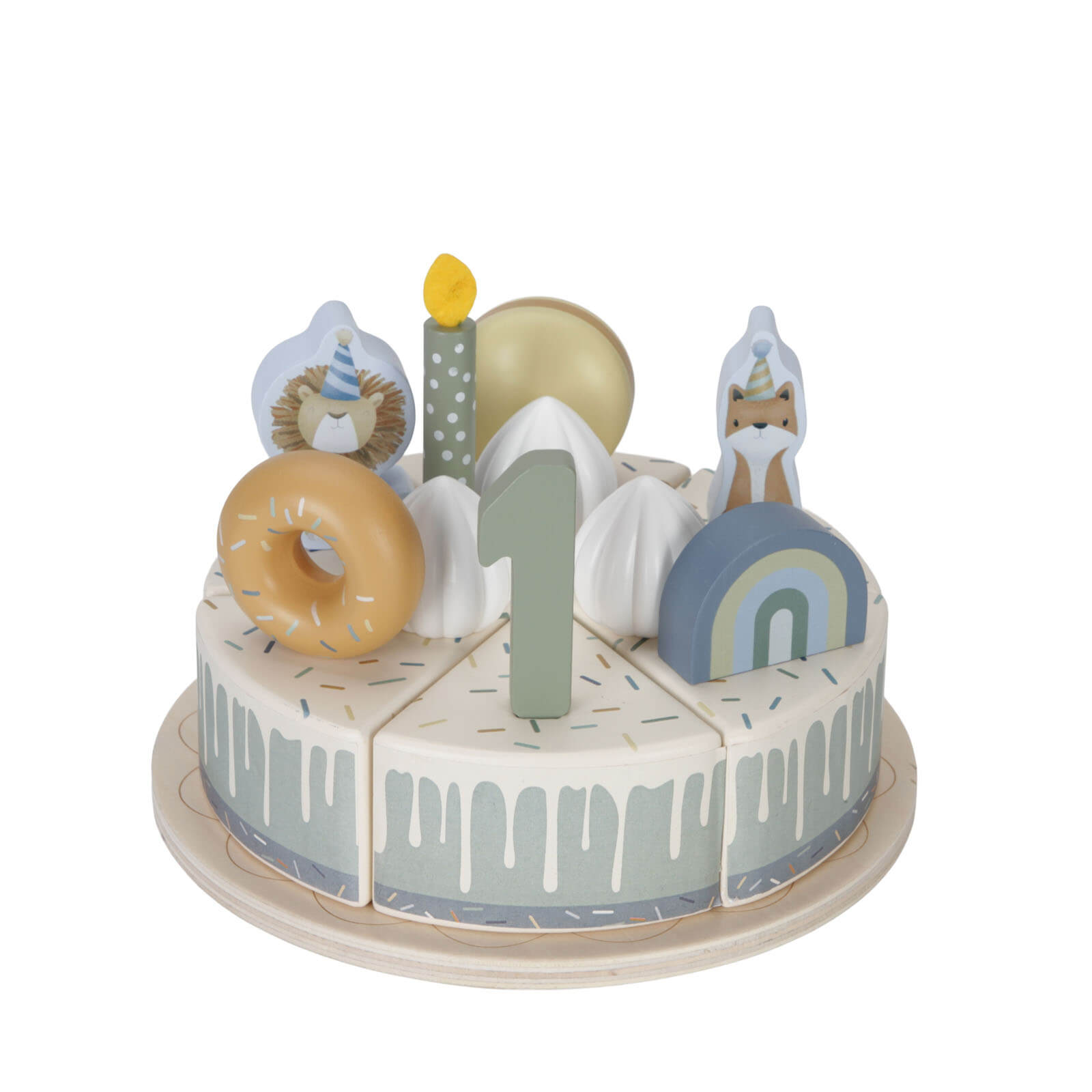 Wooden Birthday Cake - Blue