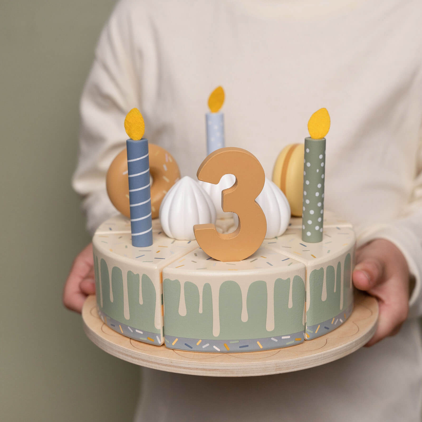 Wooden Birthday Cake - Blue