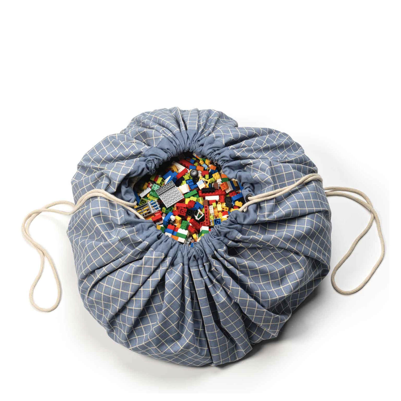 Organic Grid - Blue Toy Storage Bag / Playmat