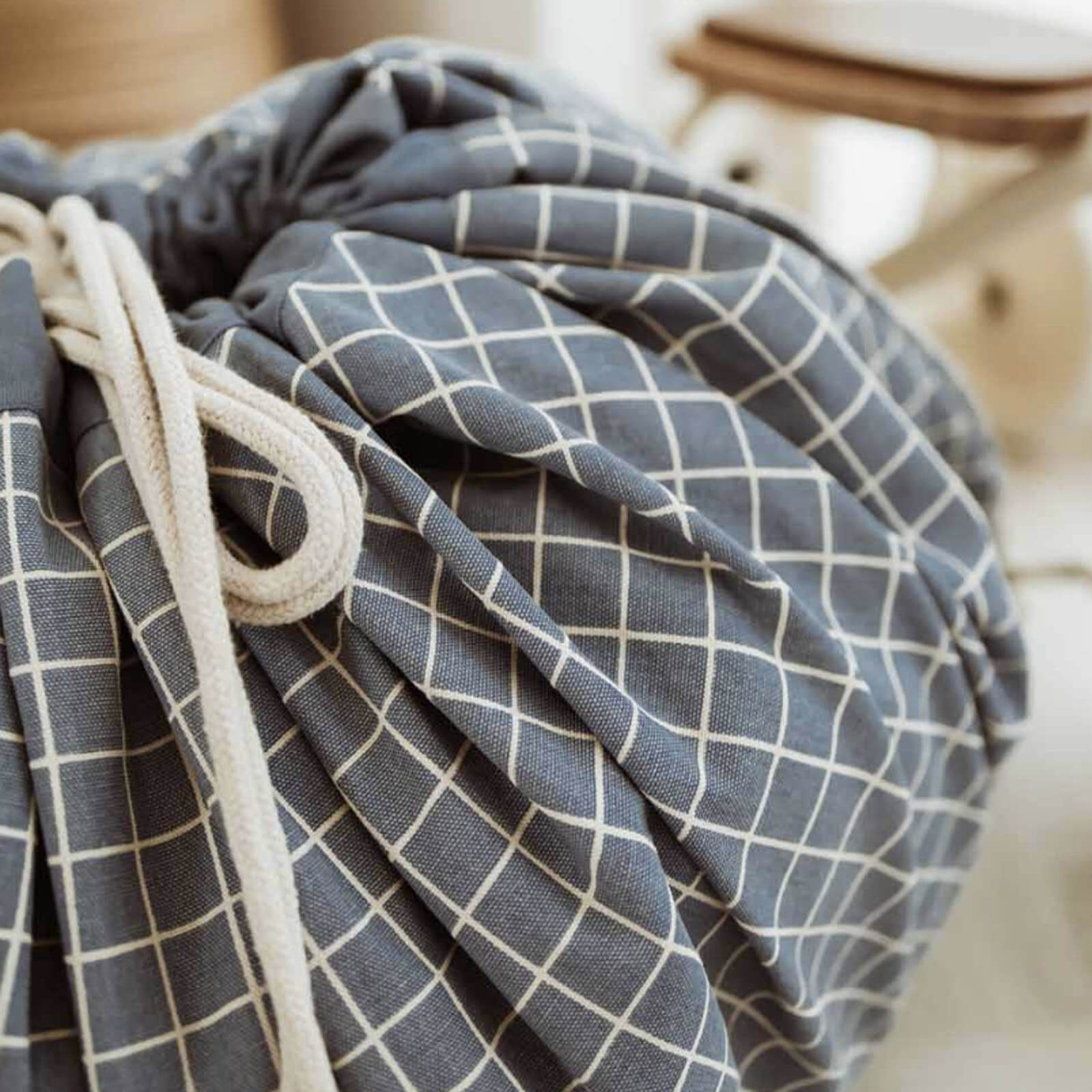 Organic Grid - Blue Toy Storage Bag / Playmat