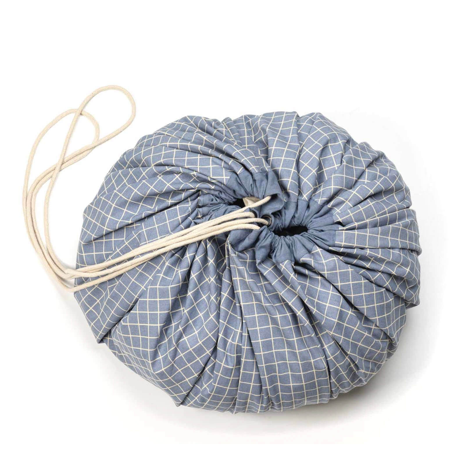 Organic Grid - Blue Toy Storage Bag / Playmat