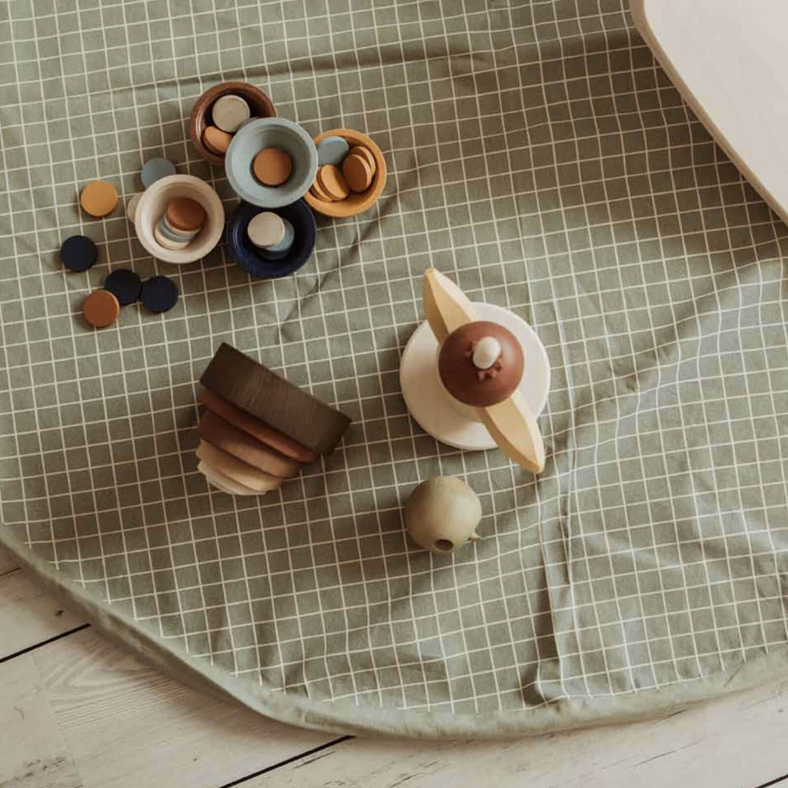 Organic Grid - Green Baby Playmat / Storage Bag