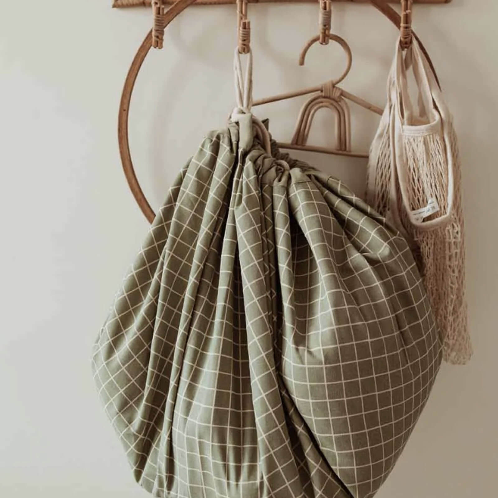 Organic Grid - Green Baby Playmat / Storage Bag