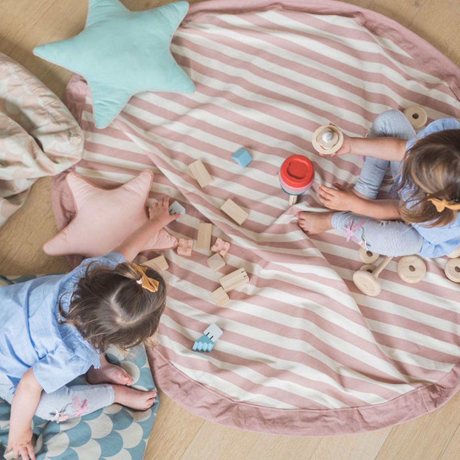 Stripes Pink Toy Storage Bag / Playmat