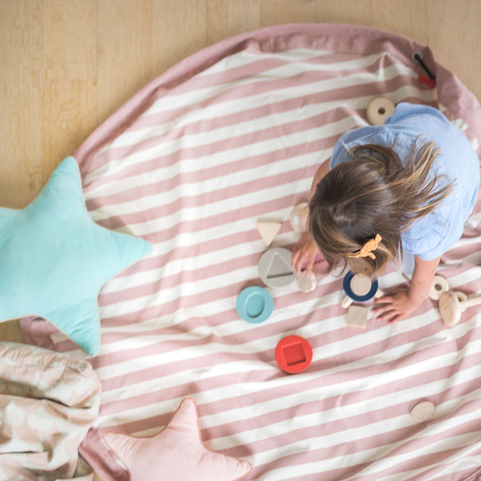 Stripes Pink Toy Storage Bag / Playmat