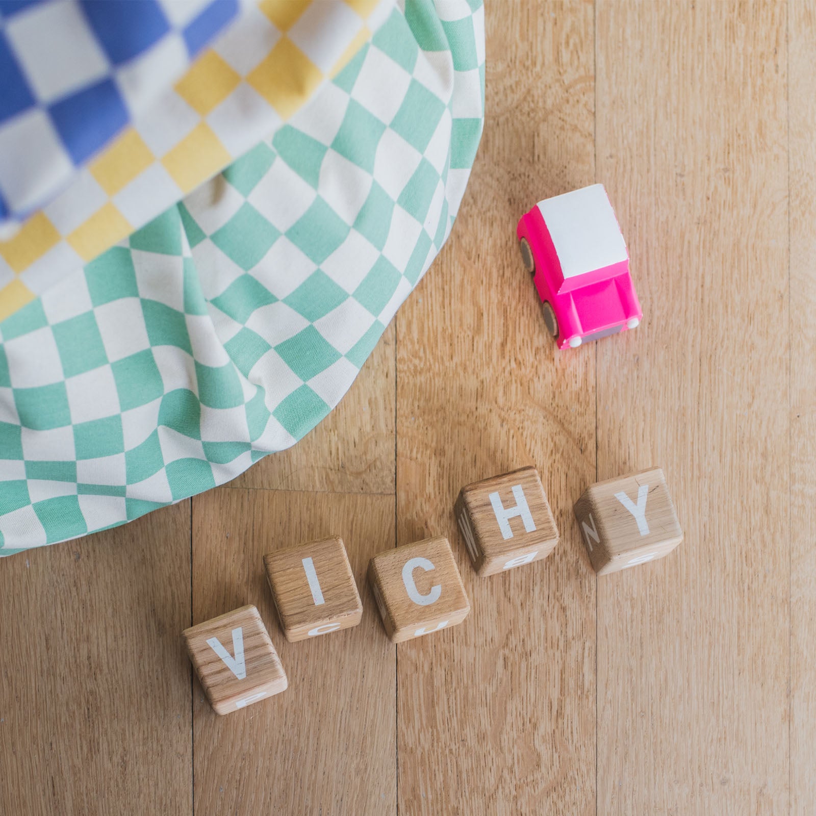 Vichy Green Toy Storage Bag / Playmat