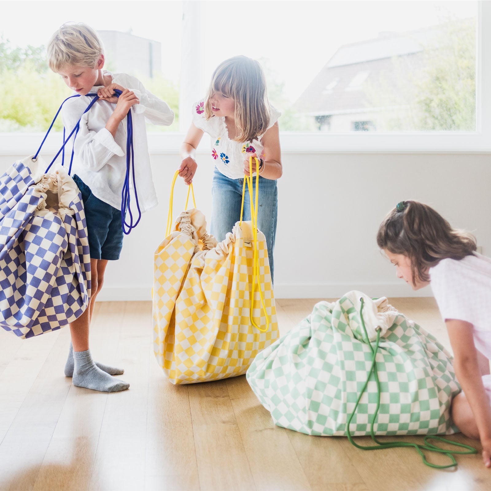 Vichy Green Toy Storage Bag / Playmat