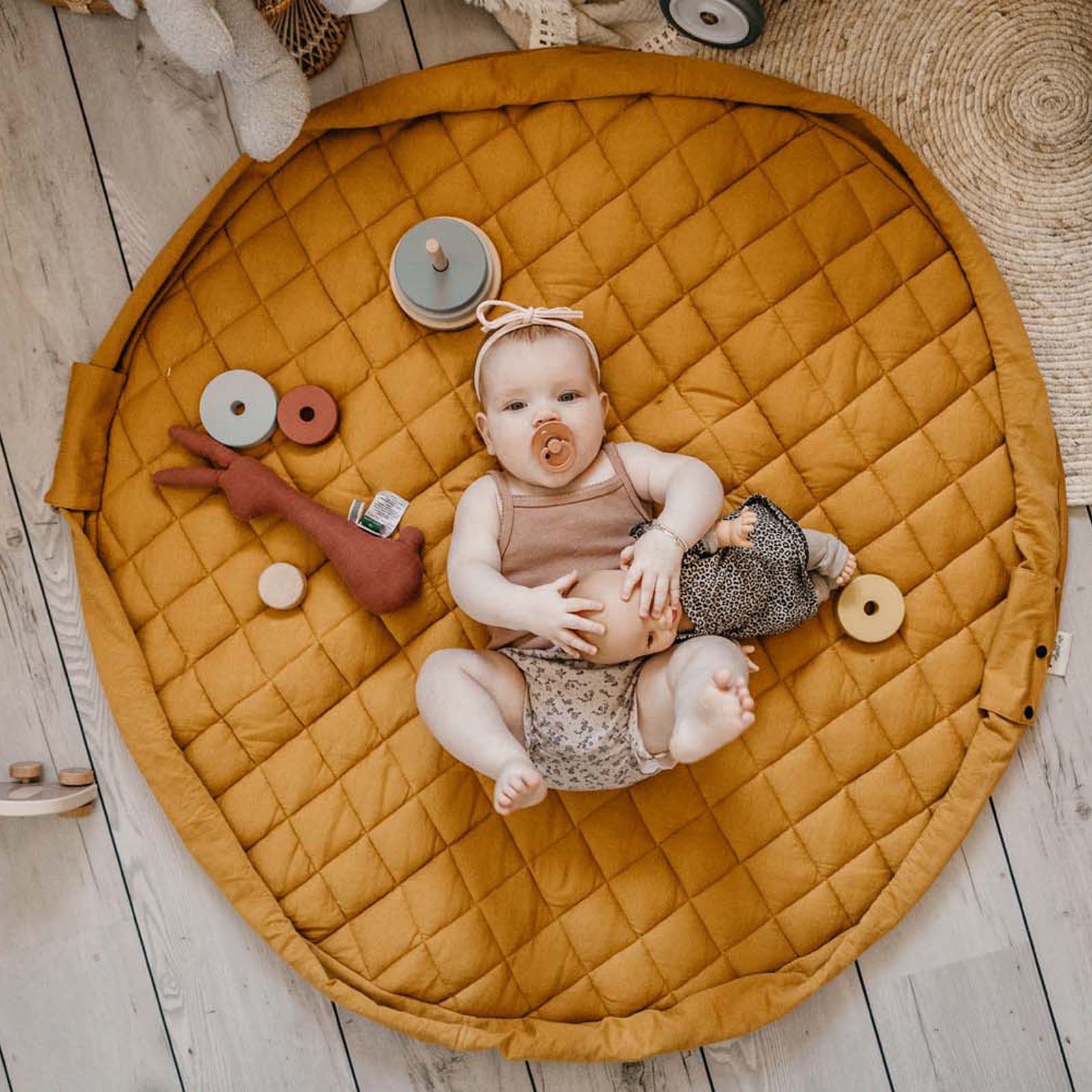 Mustard Chai Tea Toy Storage Bag / Playmat