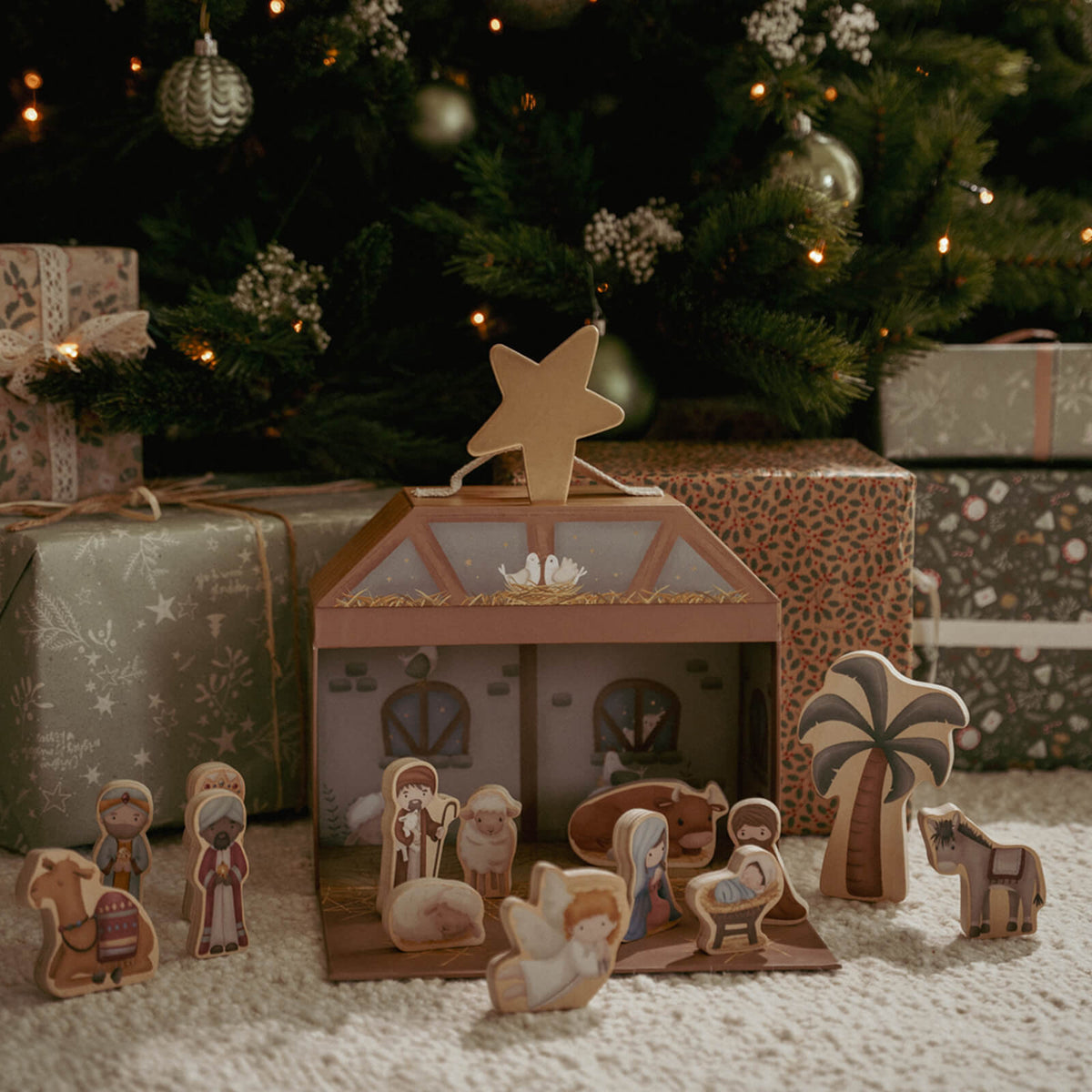 Nativity Scene and Wooden Figures