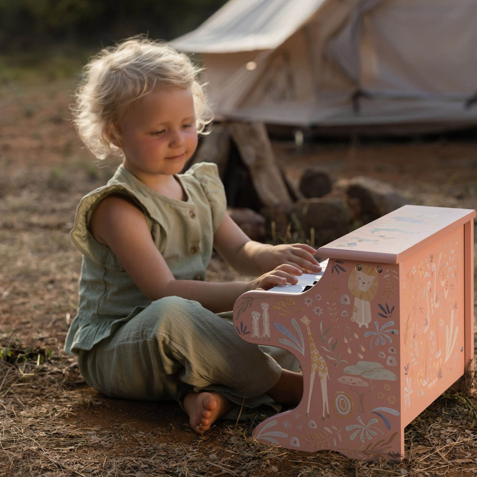 Wooden Piano - Pink - Safari Friends