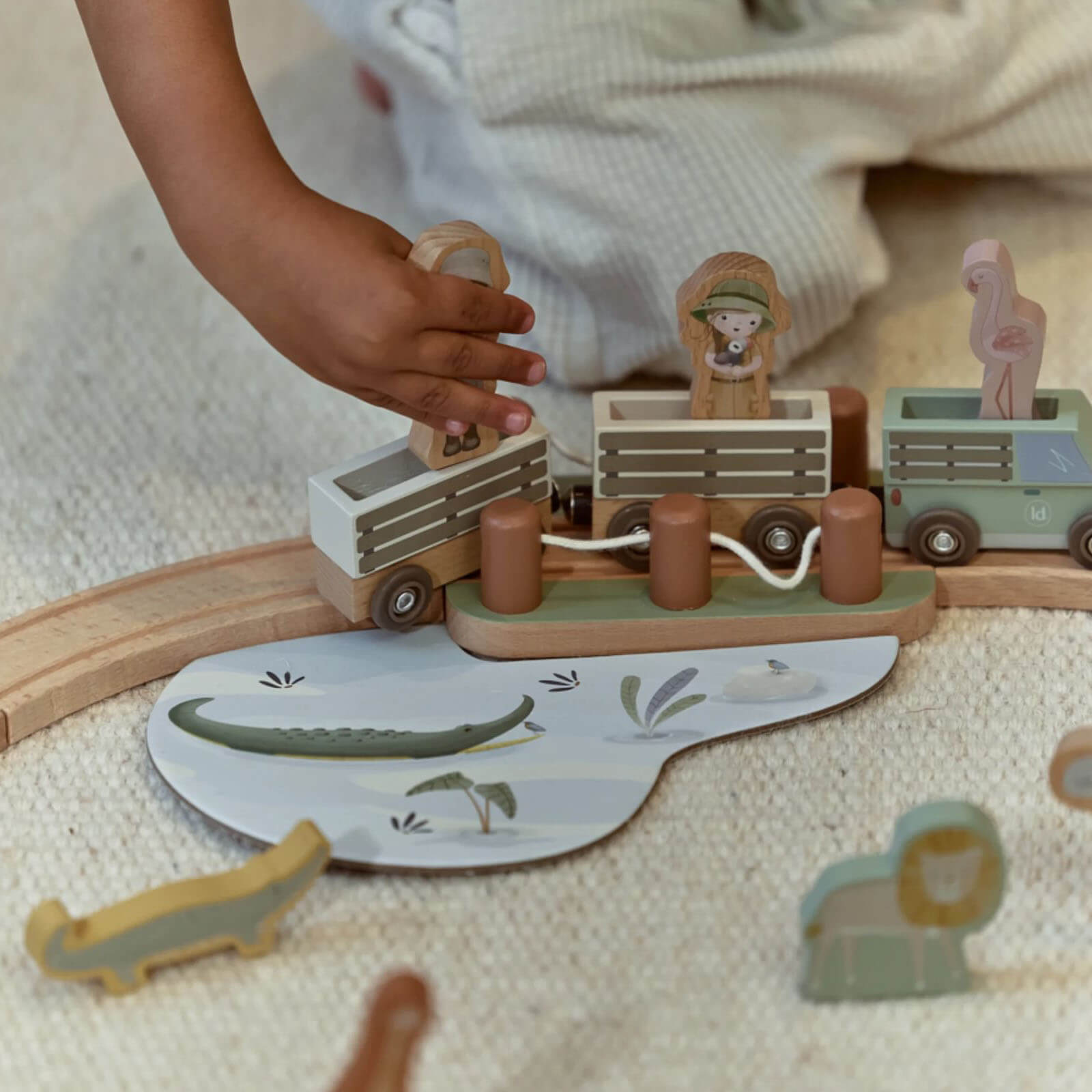 Wooden Train Set - Safari Friends