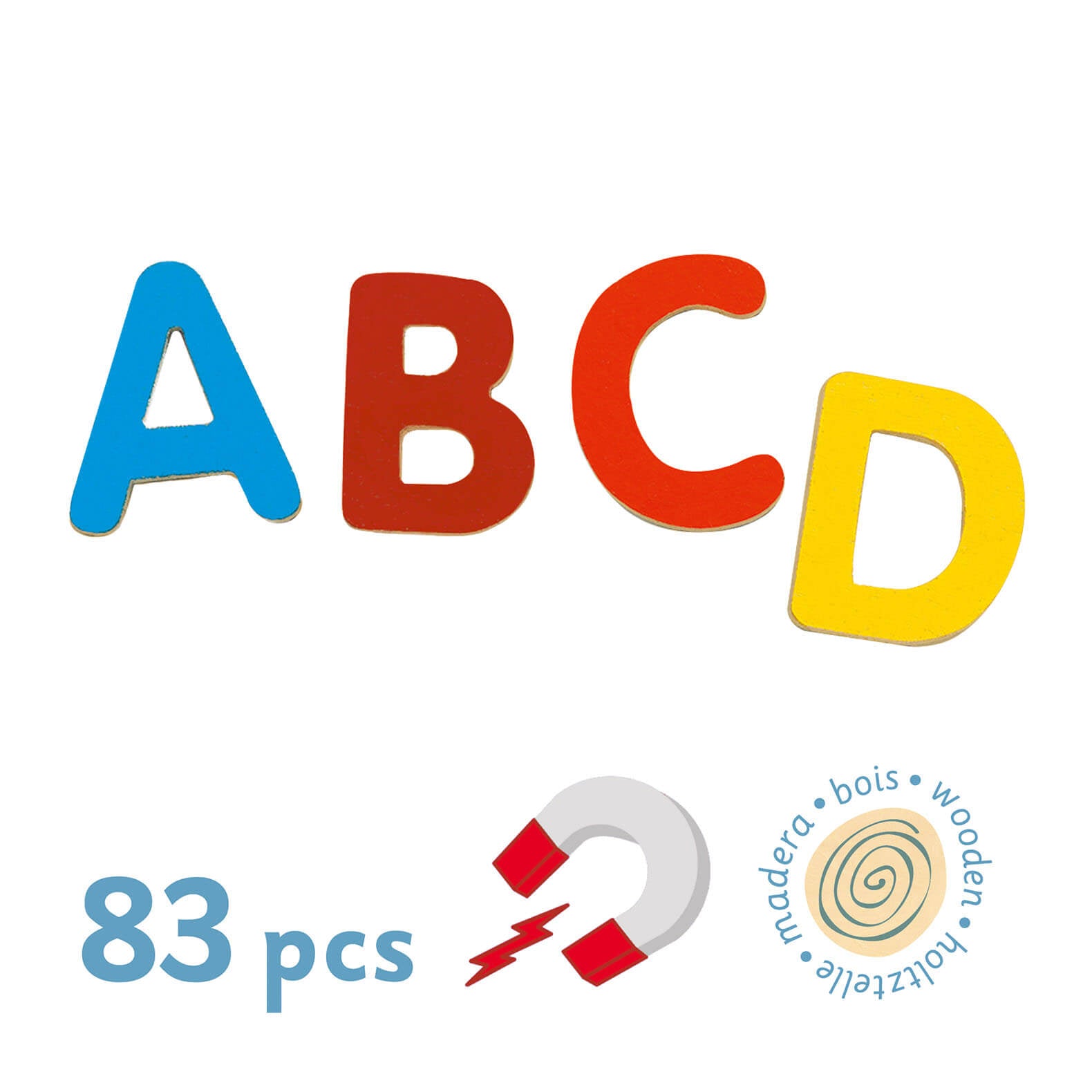 83 Wooden Magnets - Small Letters