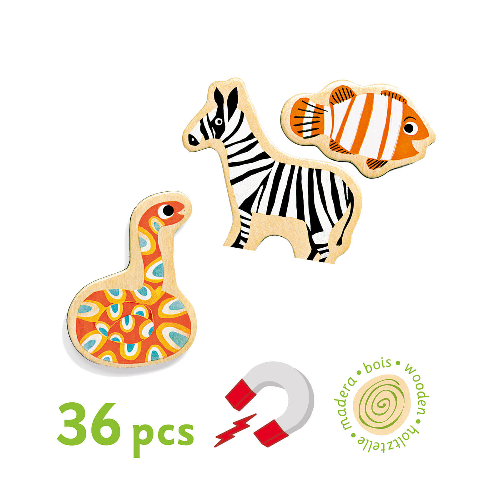 36 Wooden Magnets - Animals