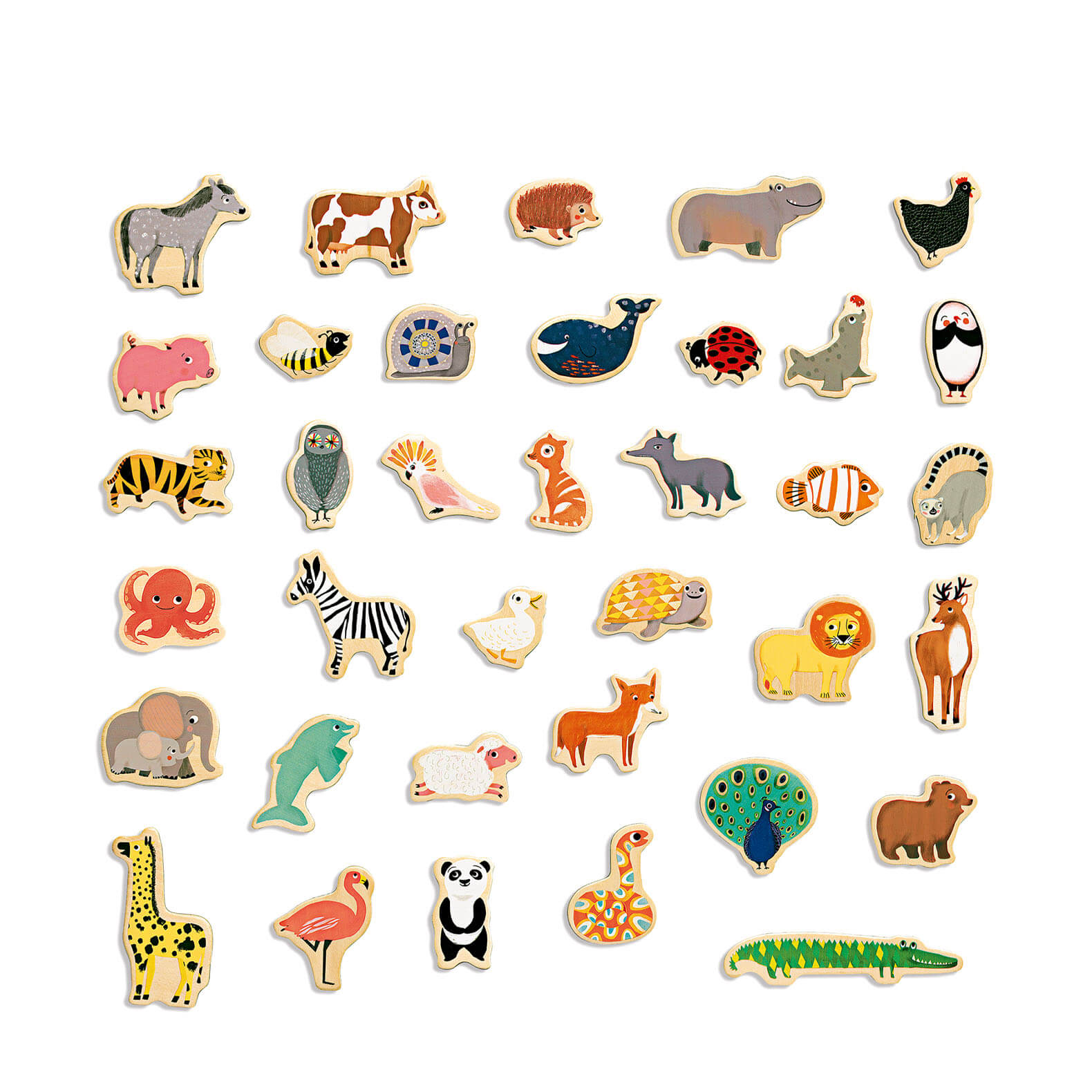 36 Wooden Magnets - Animals