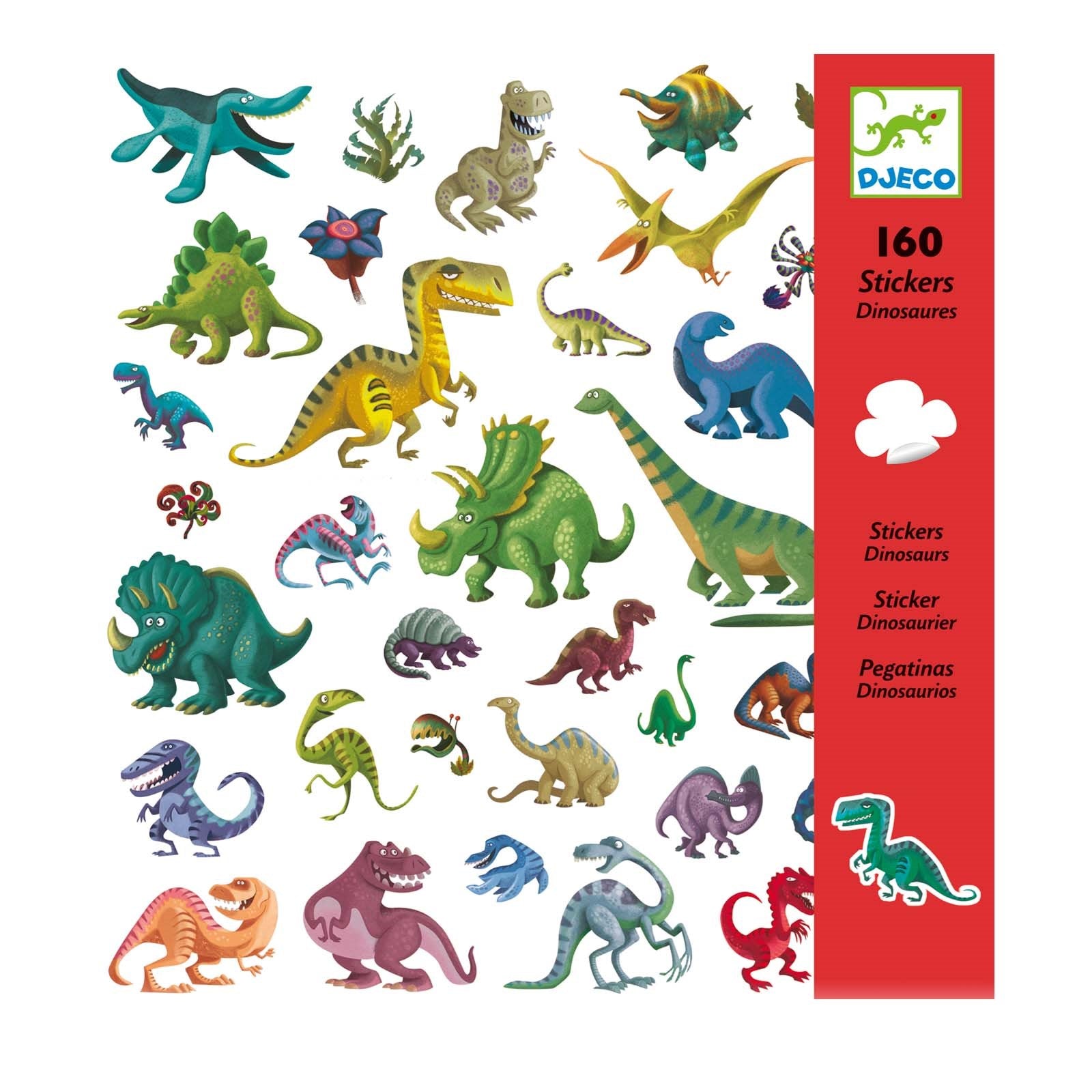 160 Stickers On Sheets - Dinosaurs