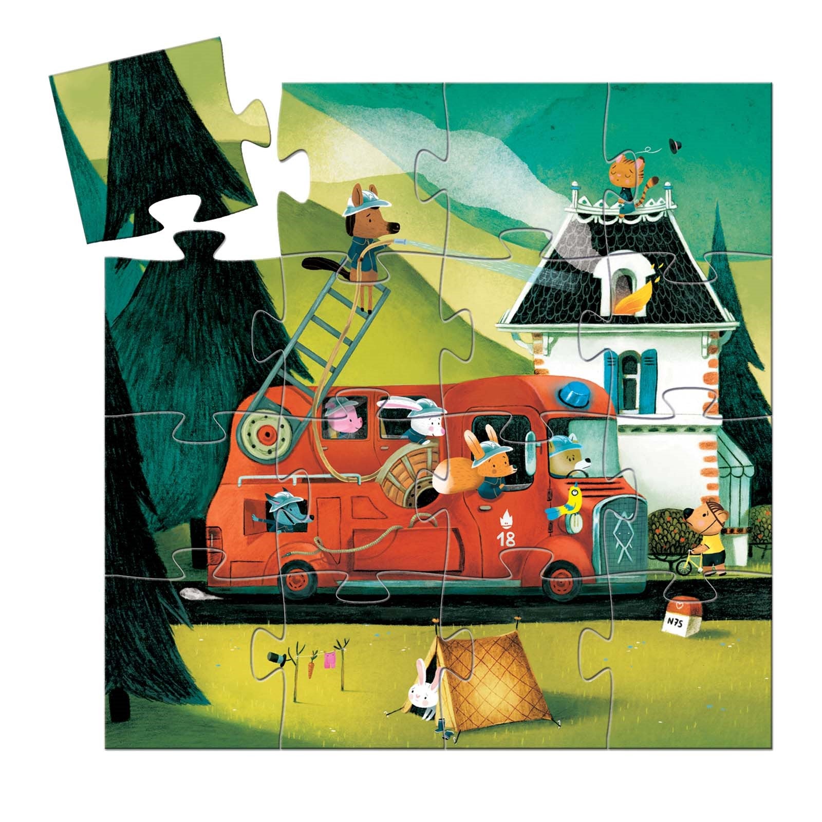 Silhouette 16 Piece Puzzle - The Fire Truck
