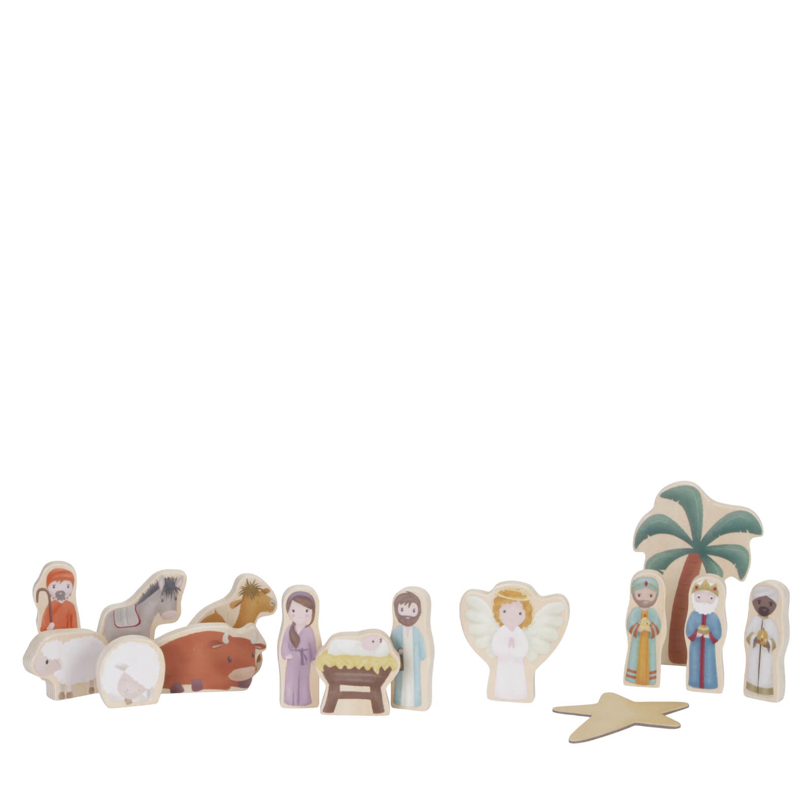 Nativity Scene With Wooden Figures