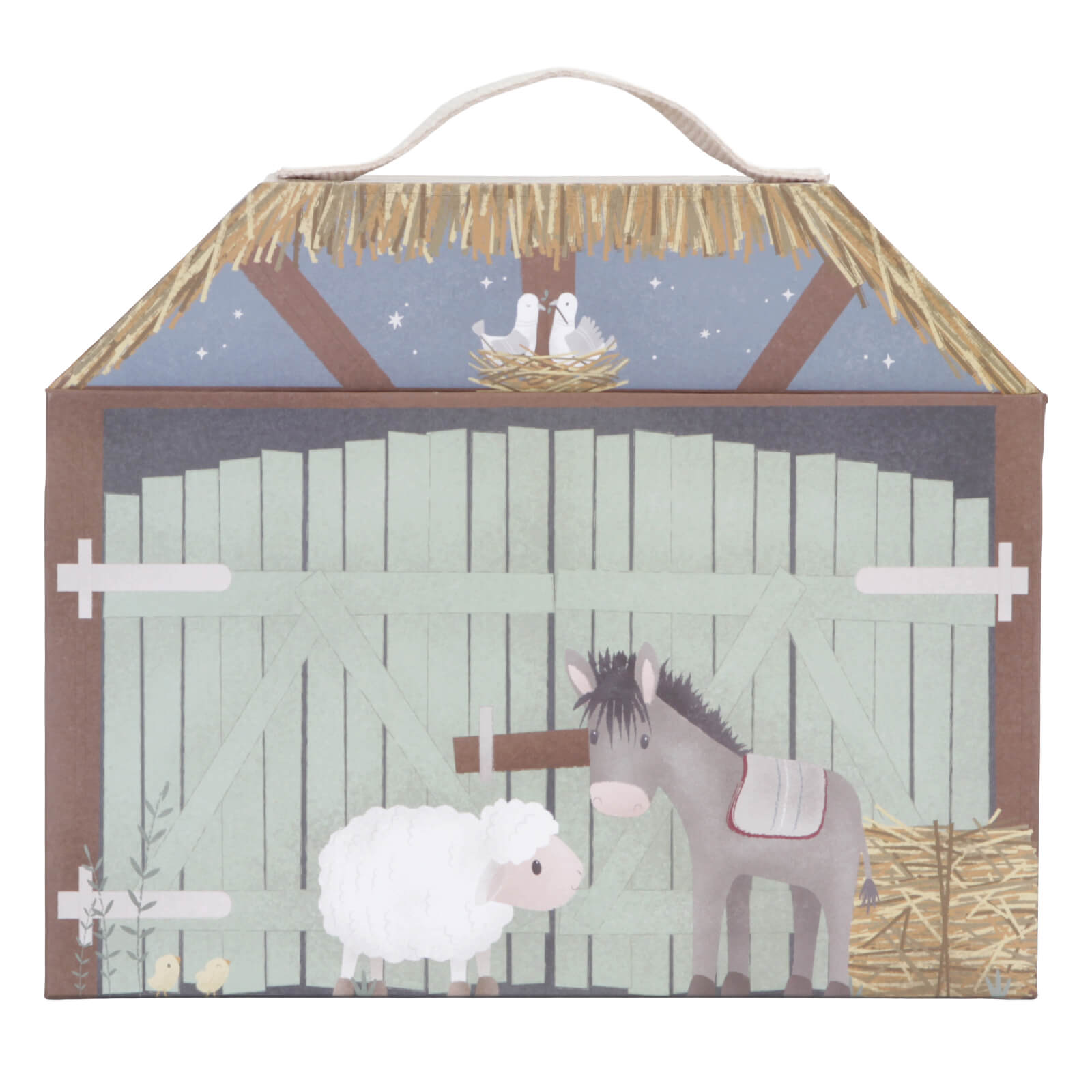 Nativity Scene With Wooden Figures