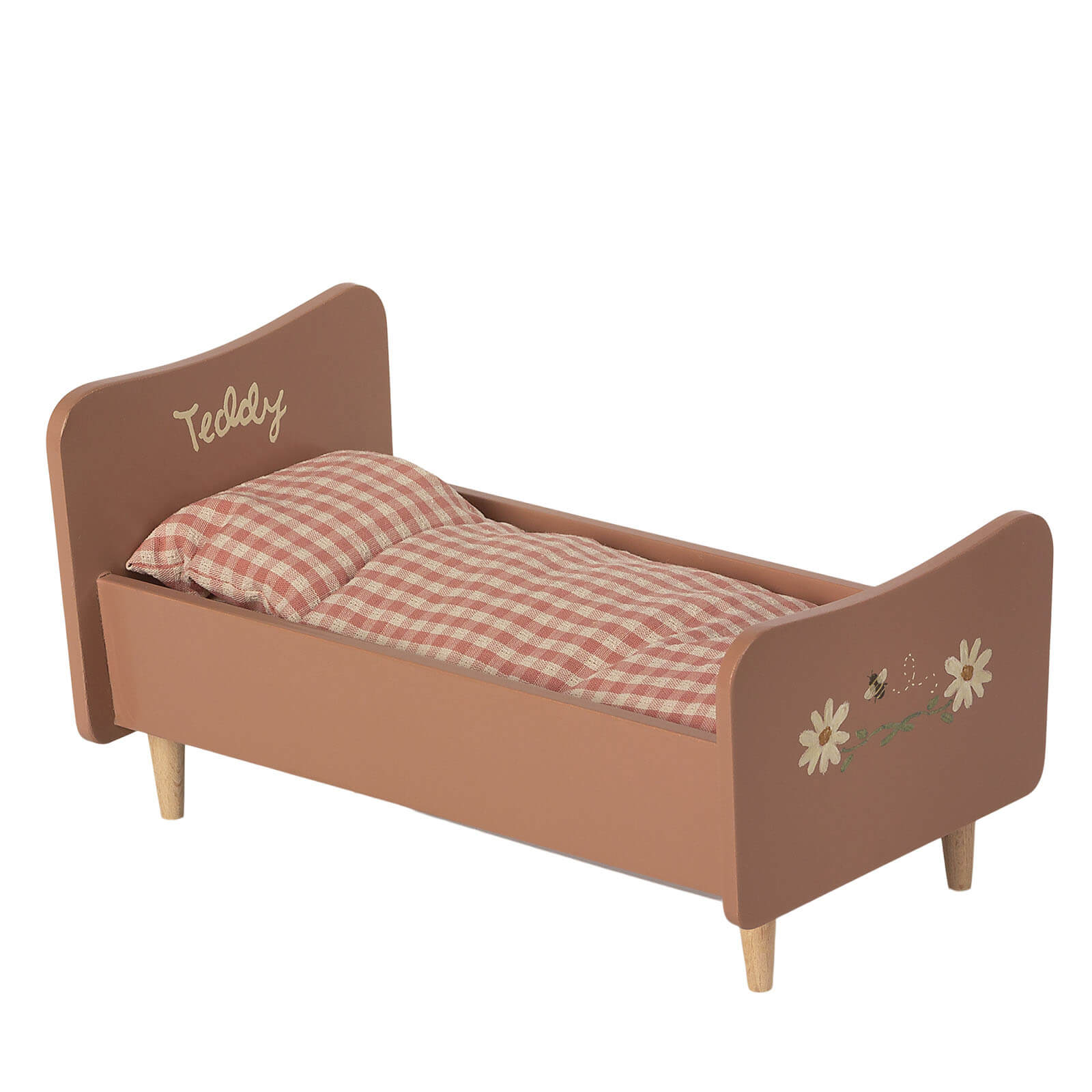 Wooden Bed Teddy Mom - Rose