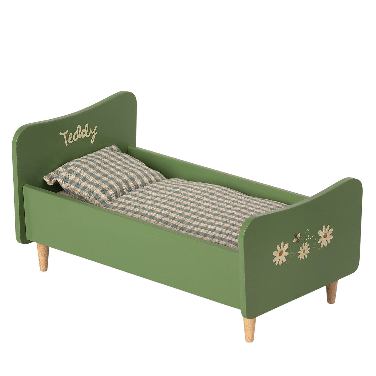 Wooden Bed Teddy Dad - Dusty Green