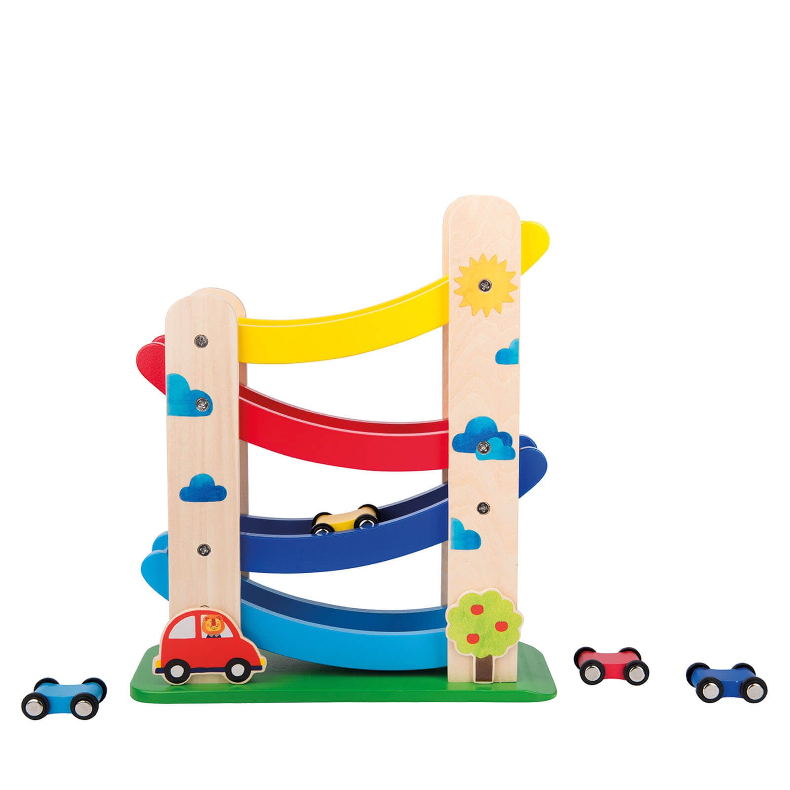 Moulin Roty Wooden Cascading Ramp and Cars Small Kins