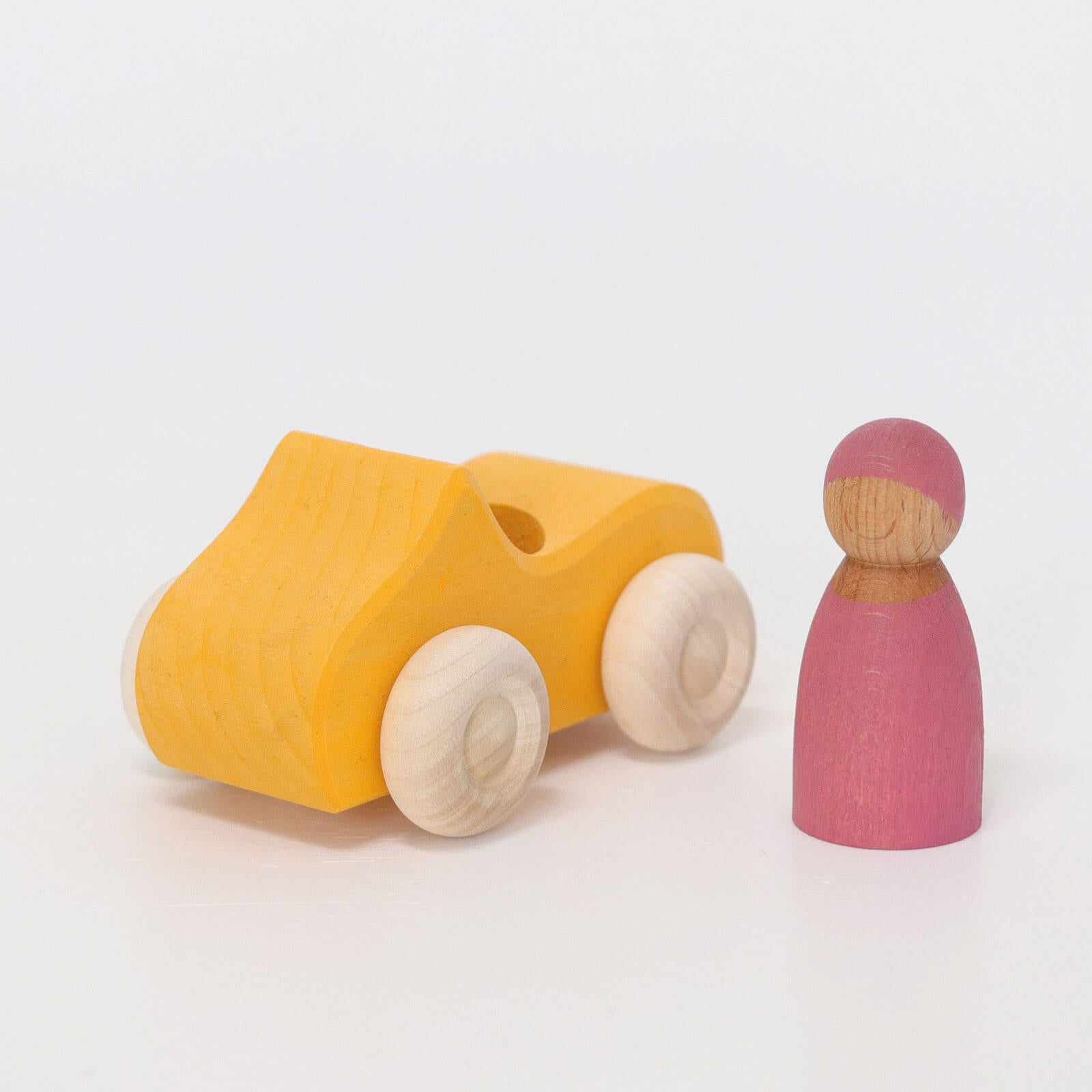 Small Wooden Convertible Car - Yellow