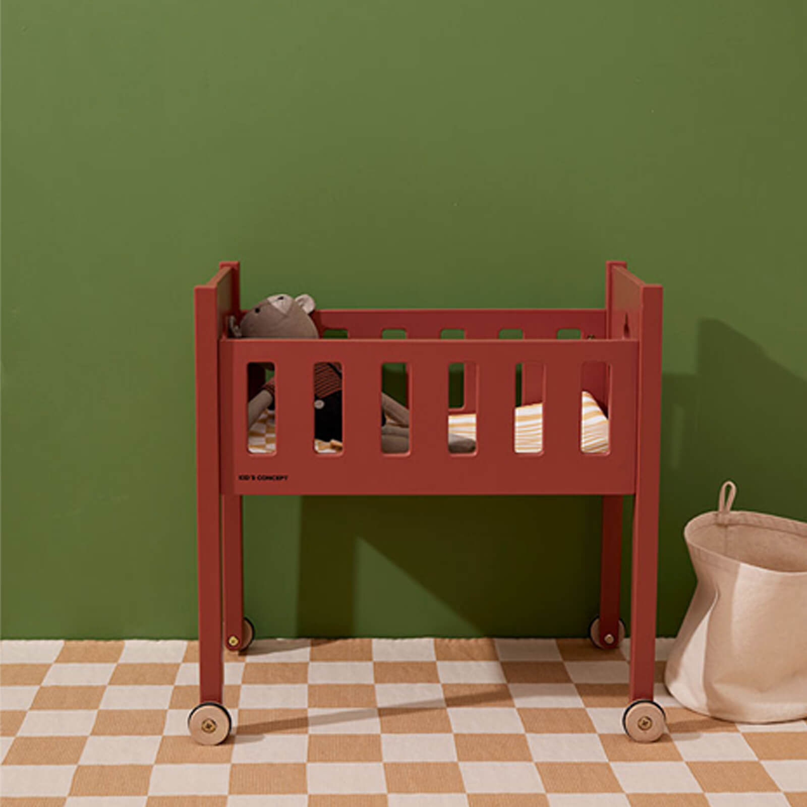 Wooden Doll Bed - Red