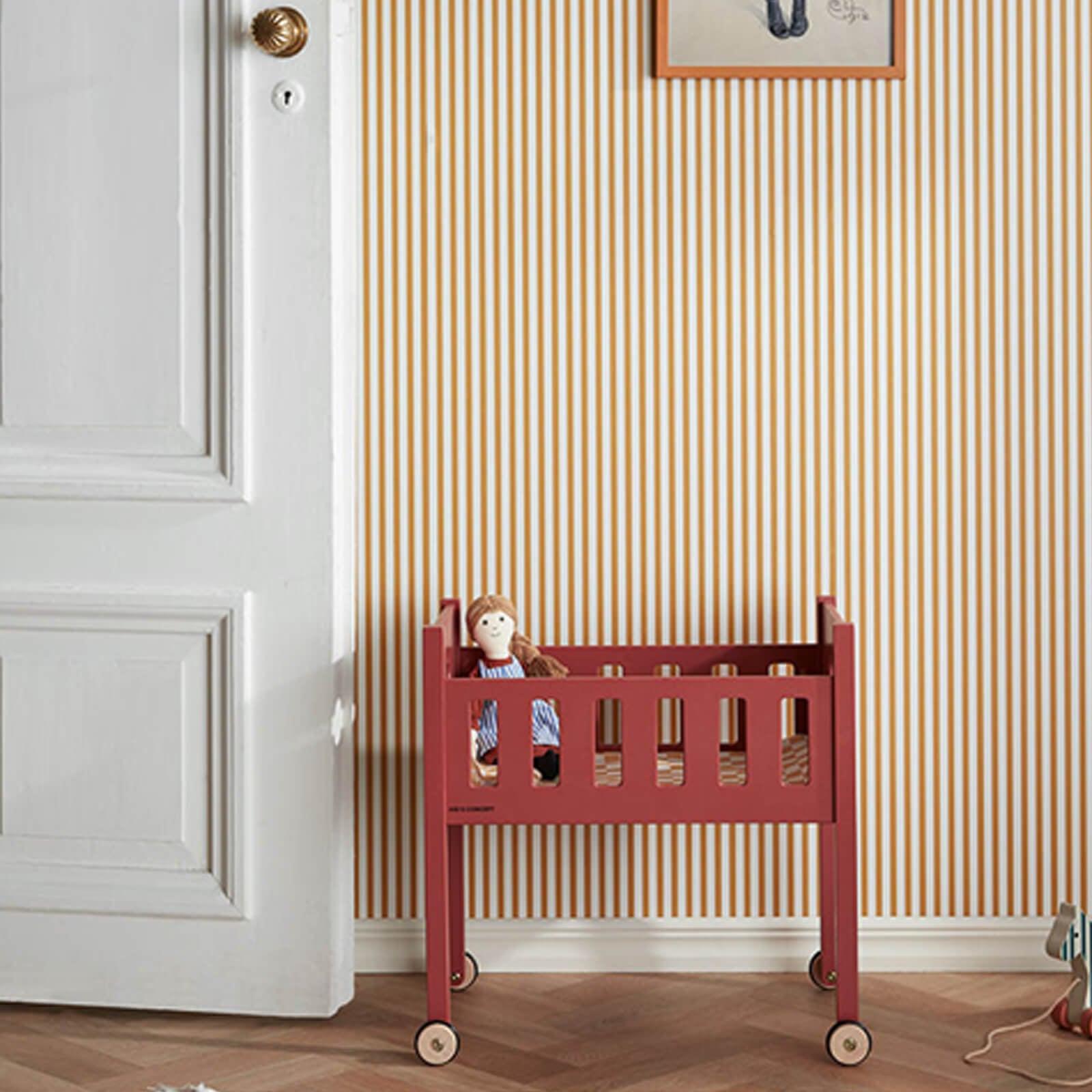 Wooden Doll Bed - Red